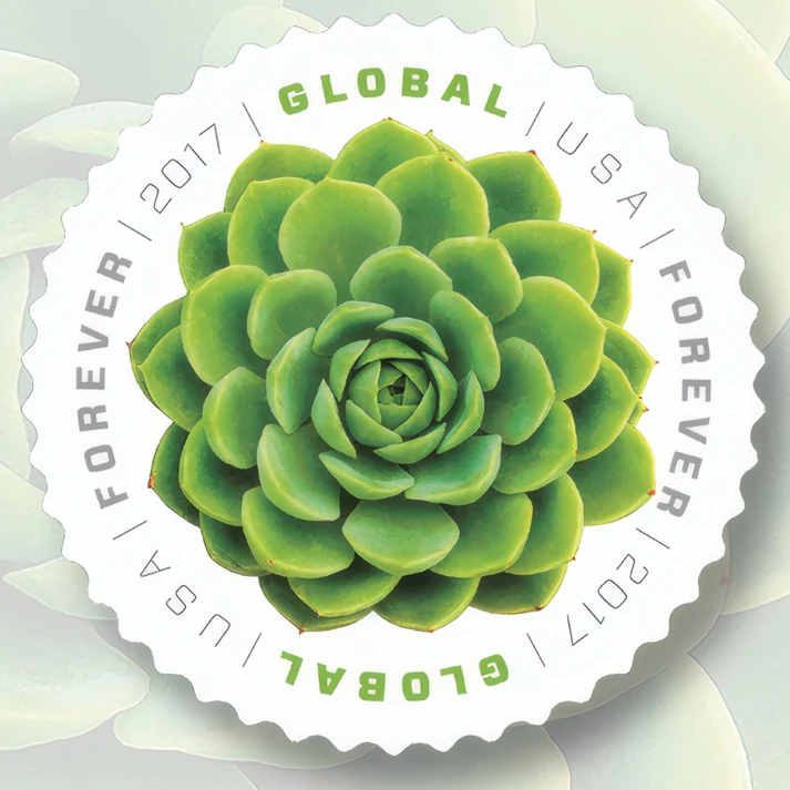 Global Green Succulent 2017 1 - USPS Forever Stamps Global Green Succulent 2017
