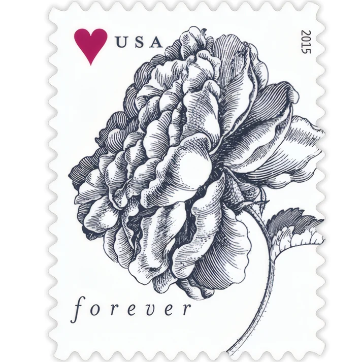Vintage Rose 2015 1 - USPS Forever Stamps Vintage Rose 2015