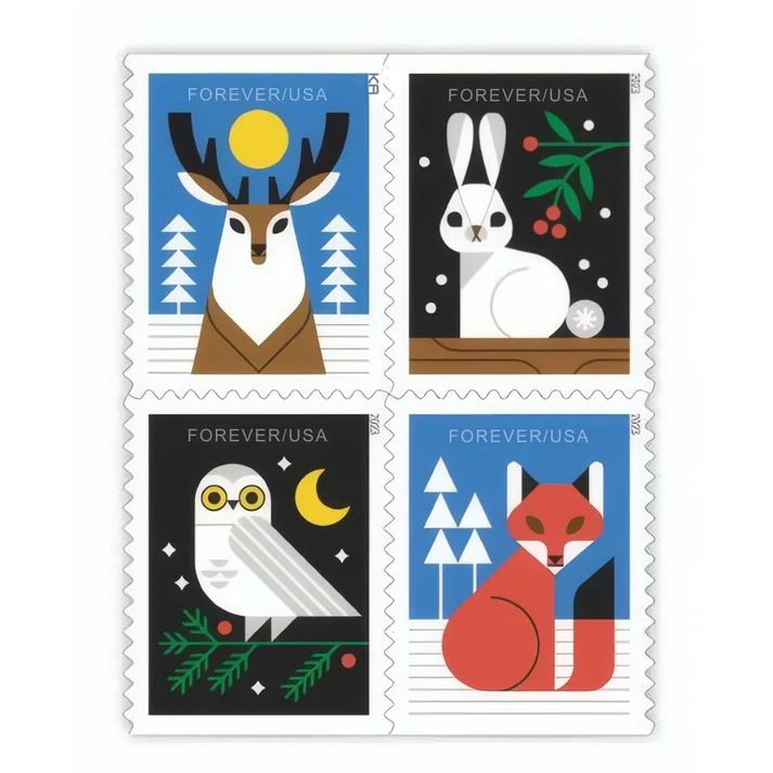 Winter Woodland Animals 2023 1 - USPS Forever Stamps Winter Woodland Animals 2023