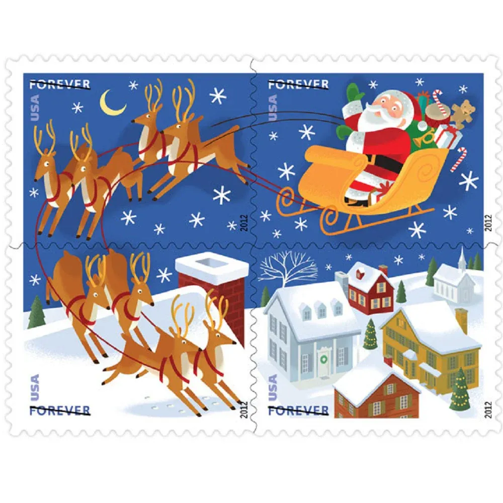 Santa and Sleigh 2012 1 - USPS Forever Stamps Santa and Sleigh 2012