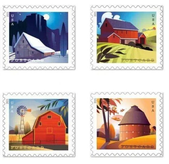 Barn Postcard 2021 1 - USPS Forever Stamps Barn Postcard 2021