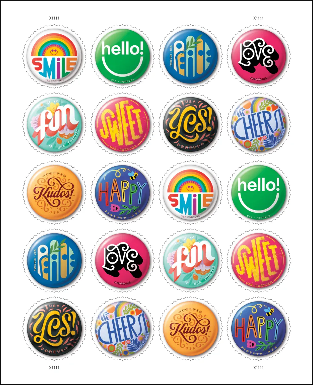 Pinback Buttons 2024 1 - USPS Forever Stamps Pinback Buttons 2024