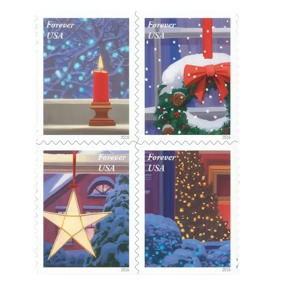 Holiday Windows 2016 1 - USPS Forever Stamps Holiday Windows 2016