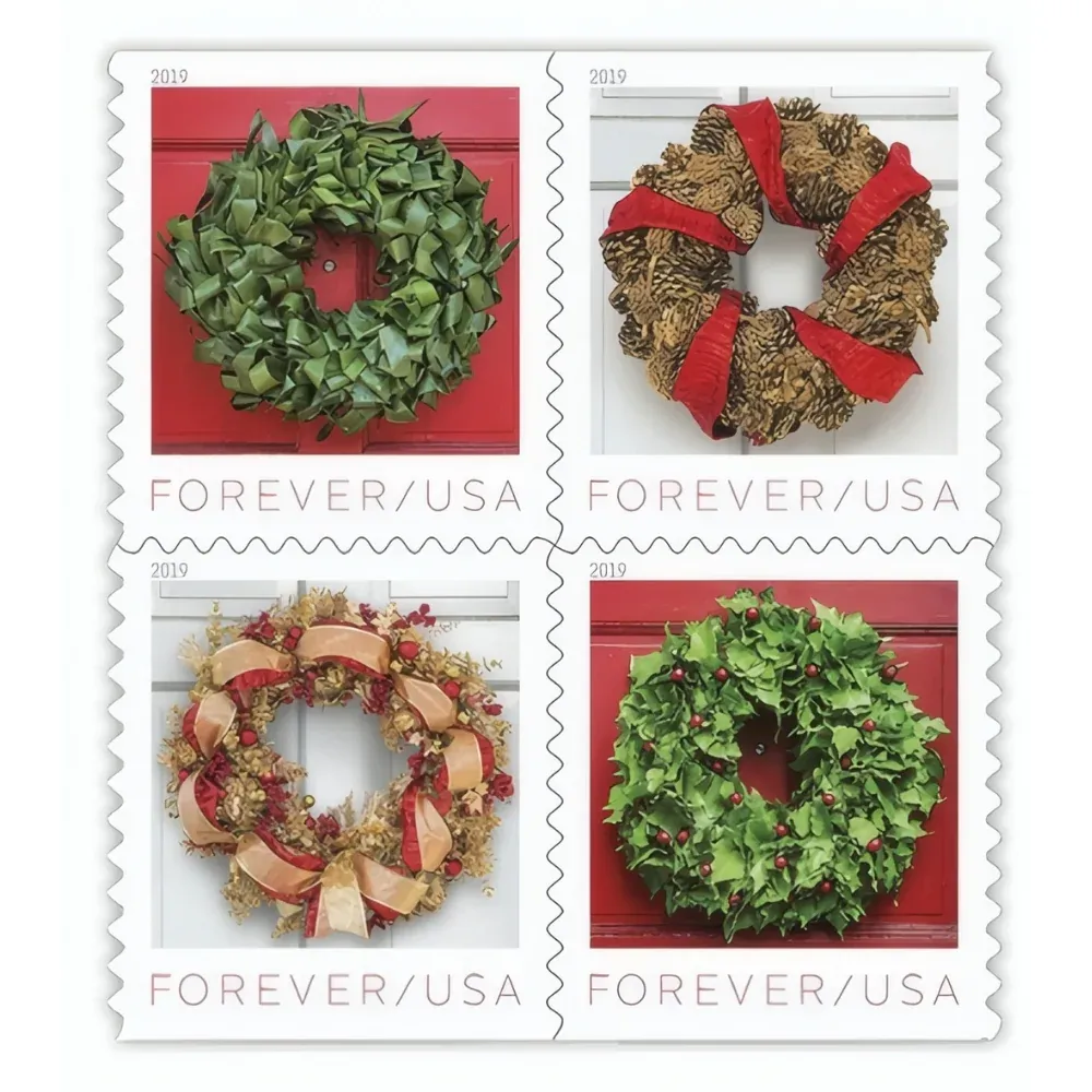 Holiday Wreaths 2019 1 - USPS Forever Stamps Holiday Wreaths 2019