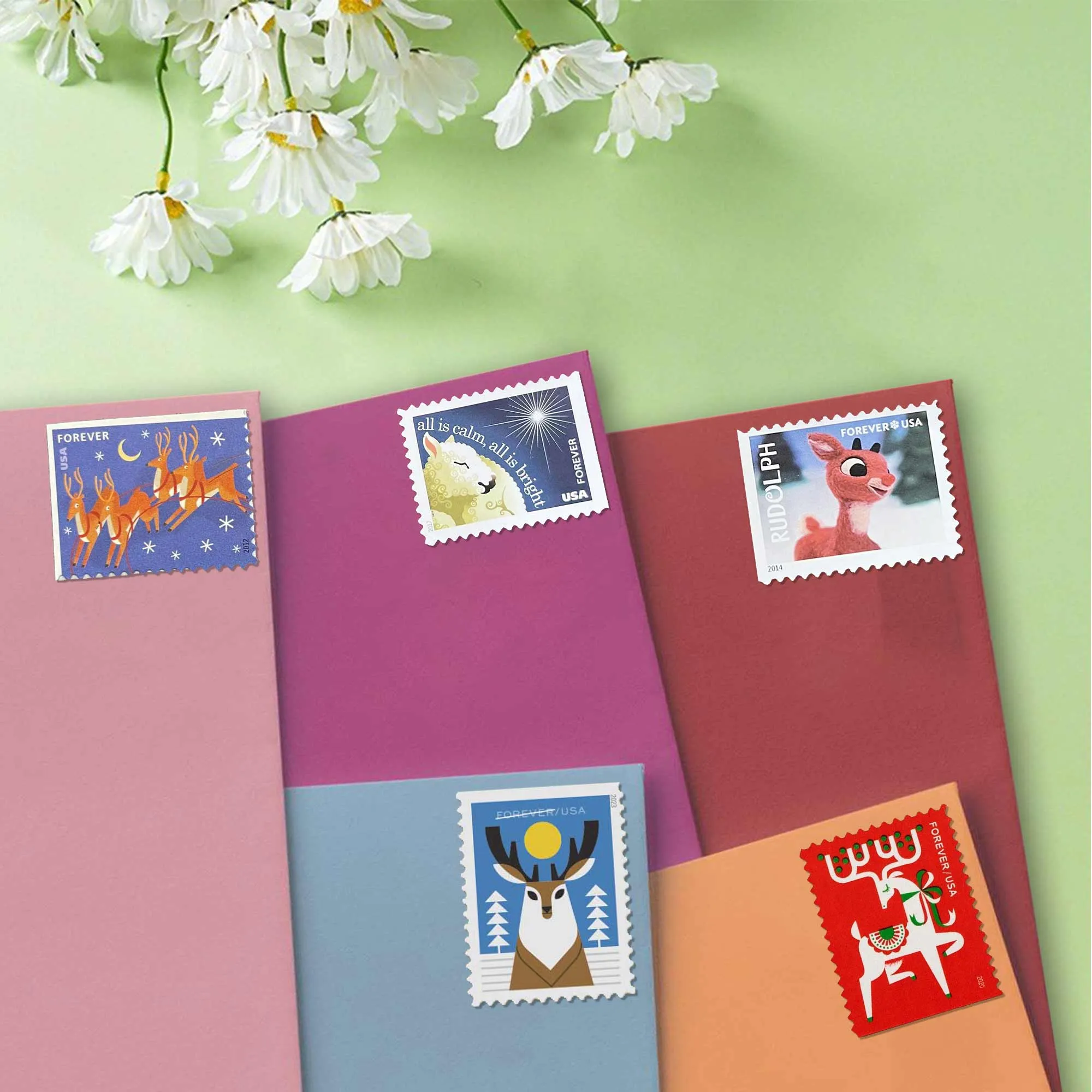 Reindeer Christmas Bundle Stamps 1 - USPS Forever Stamps Reindeer Christmas Bundle Stamps