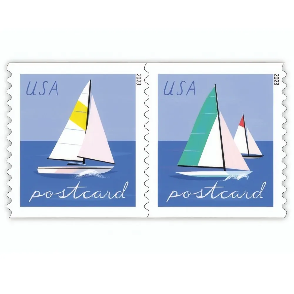 Sailboats Postcard 2023 1 - USPS Forever Stamps Sailboats Postcard 2023