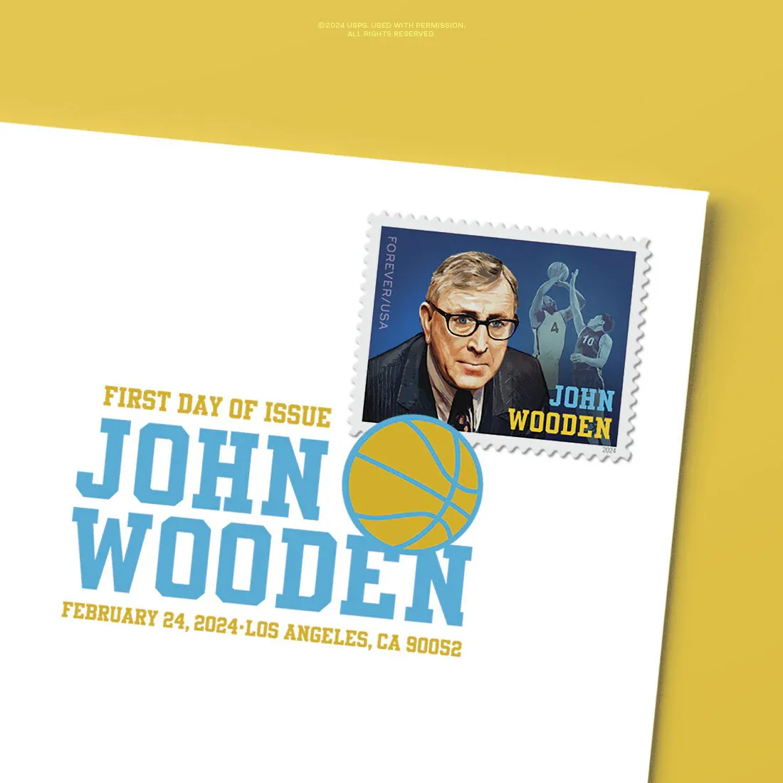 USPS_John_Wooden_2024_DCP USPS John Wooden 2024 DCP - USPS Forever Stamps