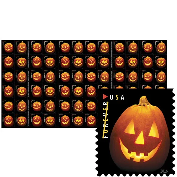 jack-o-lanterns-press-sheet-with-die-cuts-jack-o-lanterns-2016-united-states-postage-stamp-jack-o-lanterns jack o lanterns press sheet with die cuts jack o lanterns 2016 united states postage stamp jack o lanterns - USPS Forever Stamps